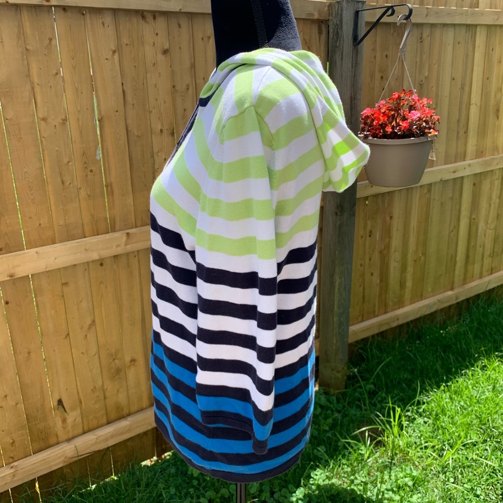 Christopher & Banks Striped Hooded Zip Sweater - Picture 5 of 7